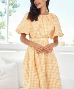 YH & Co (Chloe Yip) DRESSES Gertrude Dress - Orange Check