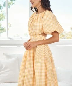 YH & Co (Chloe Yip) DRESSES Gertrude Dress - Orange Check 10 YH & Co (Chloe Yip) DRESSES Gertrude Dress - Orange Check
