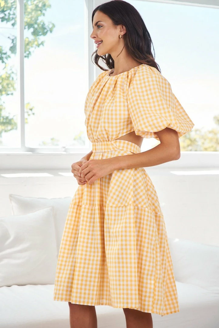 YH & Co (Chloe Yip) DRESSES Gertrude Dress - Orange Check 5 YH & Co (Chloe Yip) DRESSES Gertrude Dress - Orange Check