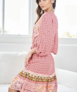 Miracle Fashion Florette Dress - Pink Print DRESSES 10 Miracle Fashion Florette Dress - Pink Print DRESSES