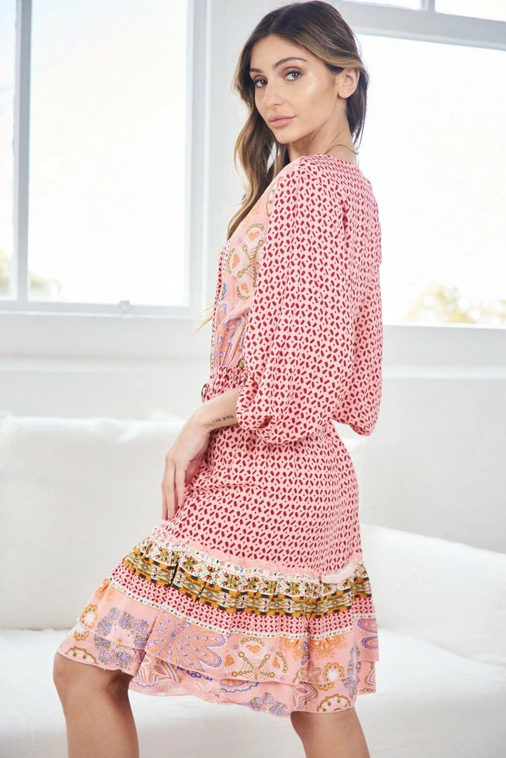 Miracle Fashion Florette Dress - Pink Print DRESSES 5 Miracle Fashion Florette Dress - Pink Print DRESSES