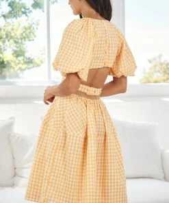YH & Co (Chloe Yip) DRESSES Gertrude Dress - Orange Check