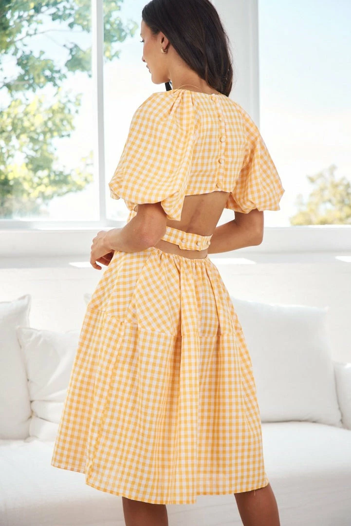 YH & Co (Chloe Yip) DRESSES Gertrude Dress - Orange Check 4 YH & Co (Chloe Yip) DRESSES Gertrude Dress - Orange Check