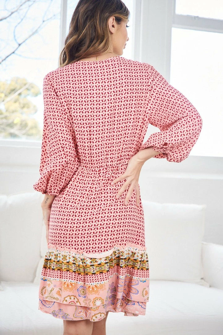 Miracle Fashion Florette Dress - Pink Print DRESSES 4 Miracle Fashion Florette Dress - Pink Print DRESSES