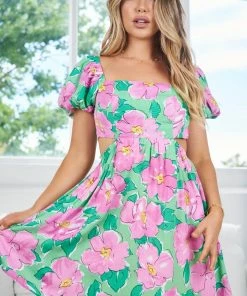 Desire Marylou Dress - Green Floral