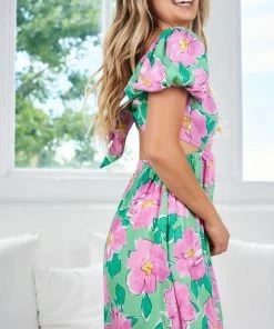 Desire Marylou Dress - Green Floral