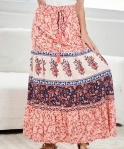 WeLove Fashion CLOTHING Riley Skirt - Coral Print