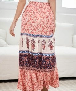 WeLove Fashion CLOTHING Riley Skirt - Coral Print