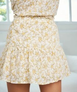 Sassy Hills Fashion Kimberley Skirt - Yellow Print CLOTHING