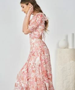 Evermore Fashion Gwenda Dress - Pink Print DRESSES 9 Evermore Fashion Gwenda Dress - Pink Print DRESSES