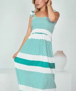 Reverse Lois Dress - Dark Green Stripe DRESSES