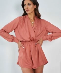 Evermore Fashion Halley Playsuit - Rust CLOTHING