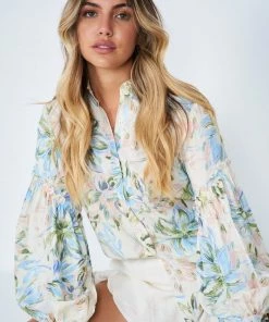 Pink Diamond Malandra Top - White Print CLOTHING