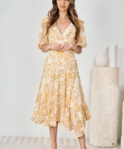 Evermore Fashion DRESSES Gwenda Dress - Yellow Print