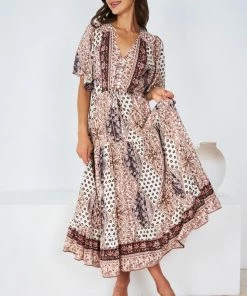 WeLove Fashion Gretchen Dress - Chocolate Print DRESSES