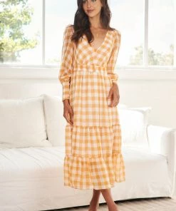 Wild Ginger Jaida Dress - Orange Gingham