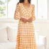 Wild Ginger Jaida Dress - Orange Gingham