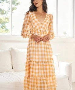 Wild Ginger Jaida Dress - Orange Gingham