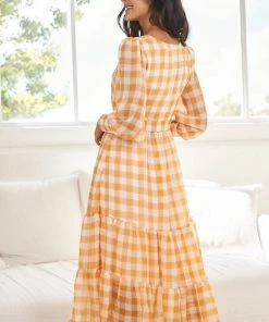 Wild Ginger Jaida Dress - Orange Gingham