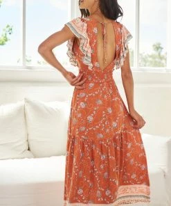 Willo Fashion Letha Dress - Orange Print