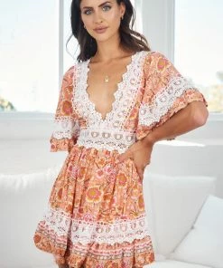 Sasha Clothing DRESSES Jedida Dress - Orange Print