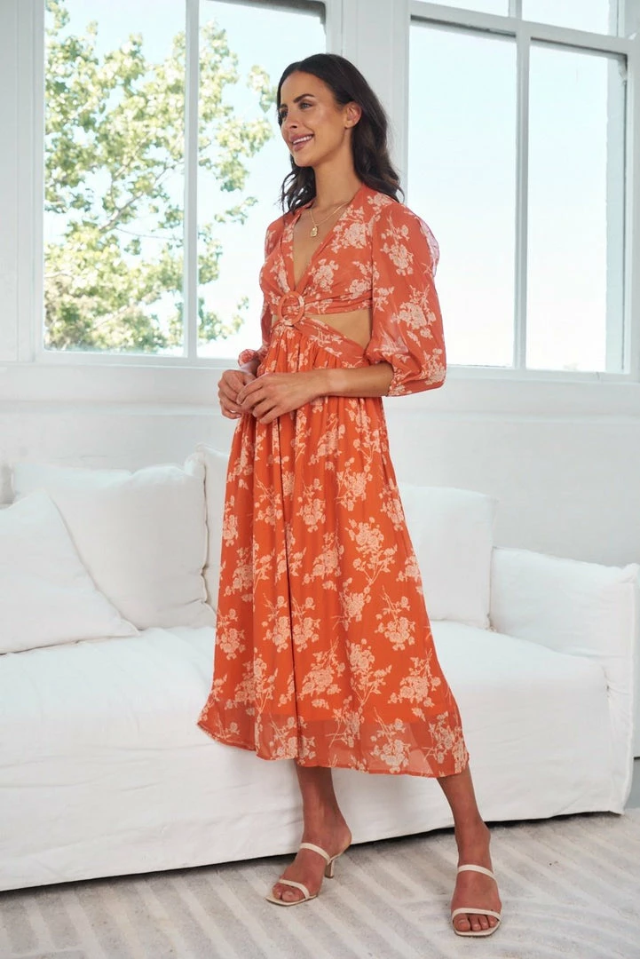 Reverse Akama Dress - Orange Print 6 Reverse Akama Dress - Orange Print