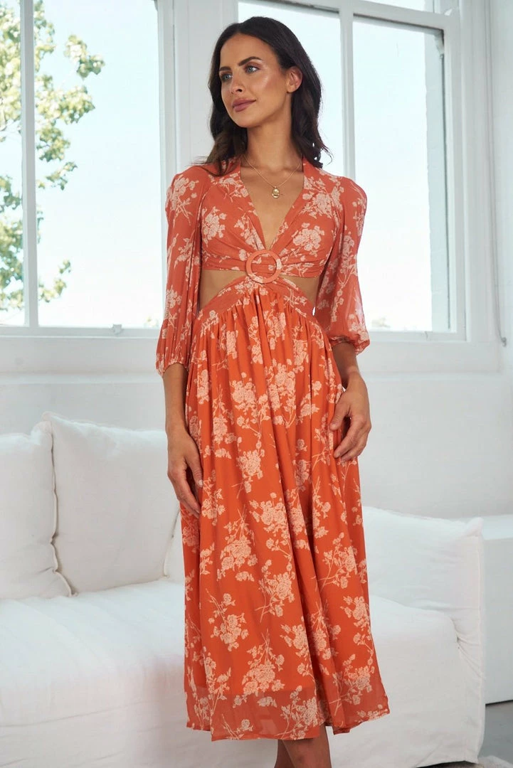 Reverse Akama Dress - Orange Print 3 Reverse Akama Dress - Orange Print
