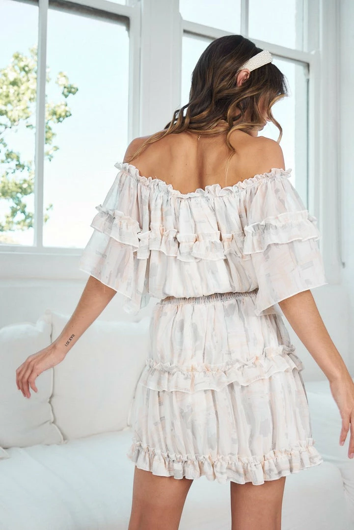 Pink Diamond DRESSES Daisha Dress - White Print 5 Pink Diamond DRESSES Daisha Dress - White Print