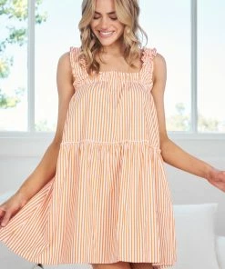 Reverse Leatrice Dress - Orange Stripe DRESSES