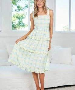 Desire London Dress - Light Yellow Print