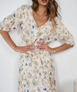 Miracle Fashion Casual Dresses Howie Dress - Beige Print