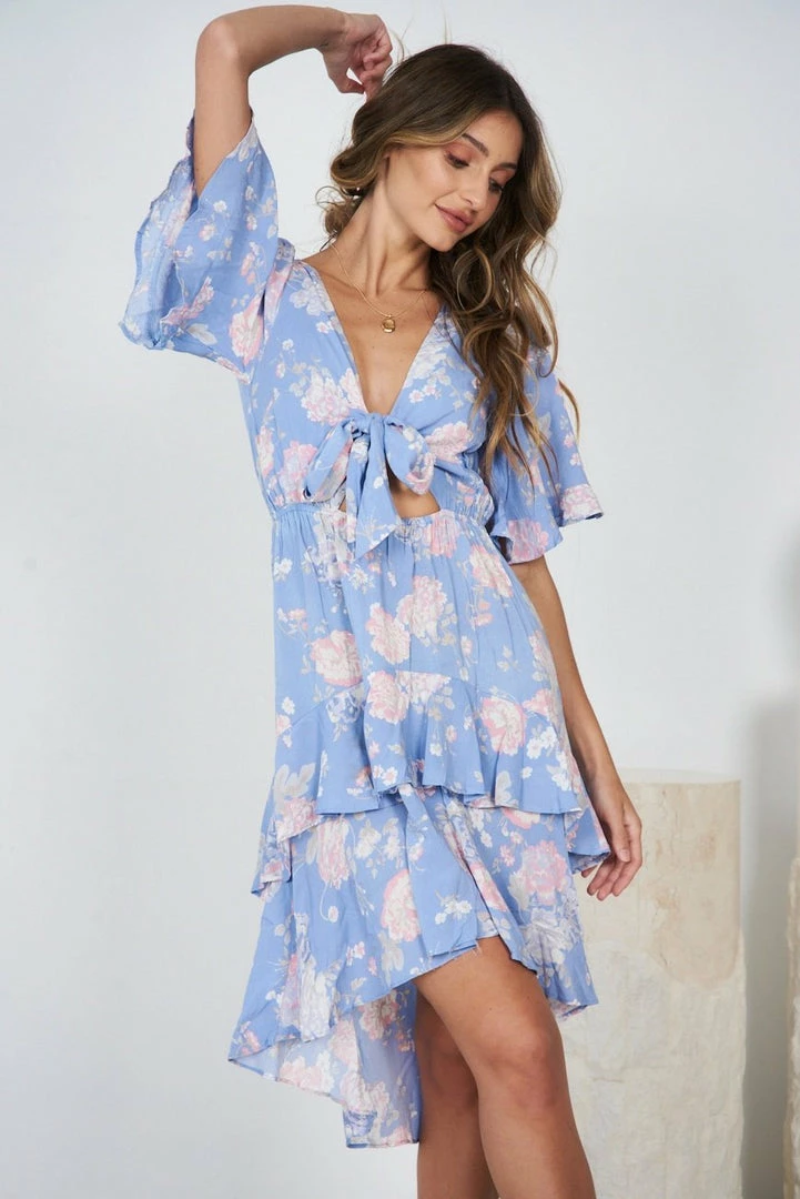 Willo Fashion DRESSES Kanani Dress - Blue Print 3 Willo Fashion DRESSES Kanani Dress - Blue Print