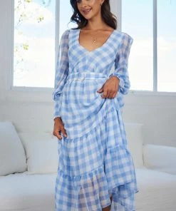 Wild Ginger Jaida Dress - Blue Gingham DRESSES 10 Wild Ginger Jaida Dress - Blue Gingham DRESSES
