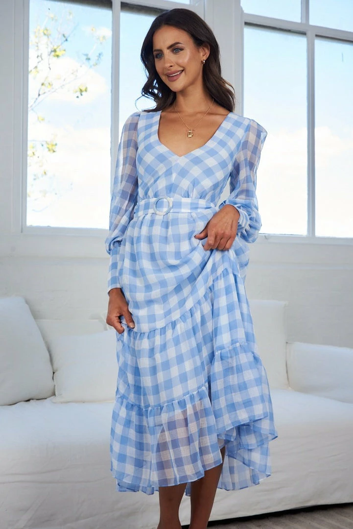 Wild Ginger Jaida Dress - Blue Gingham DRESSES 6 Wild Ginger Jaida Dress - Blue Gingham DRESSES