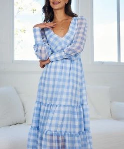 Wild Ginger Jaida Dress - Blue Gingham DRESSES