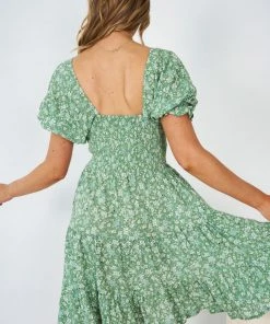 WeLove Fashion Geraldine Dress - Green Print
