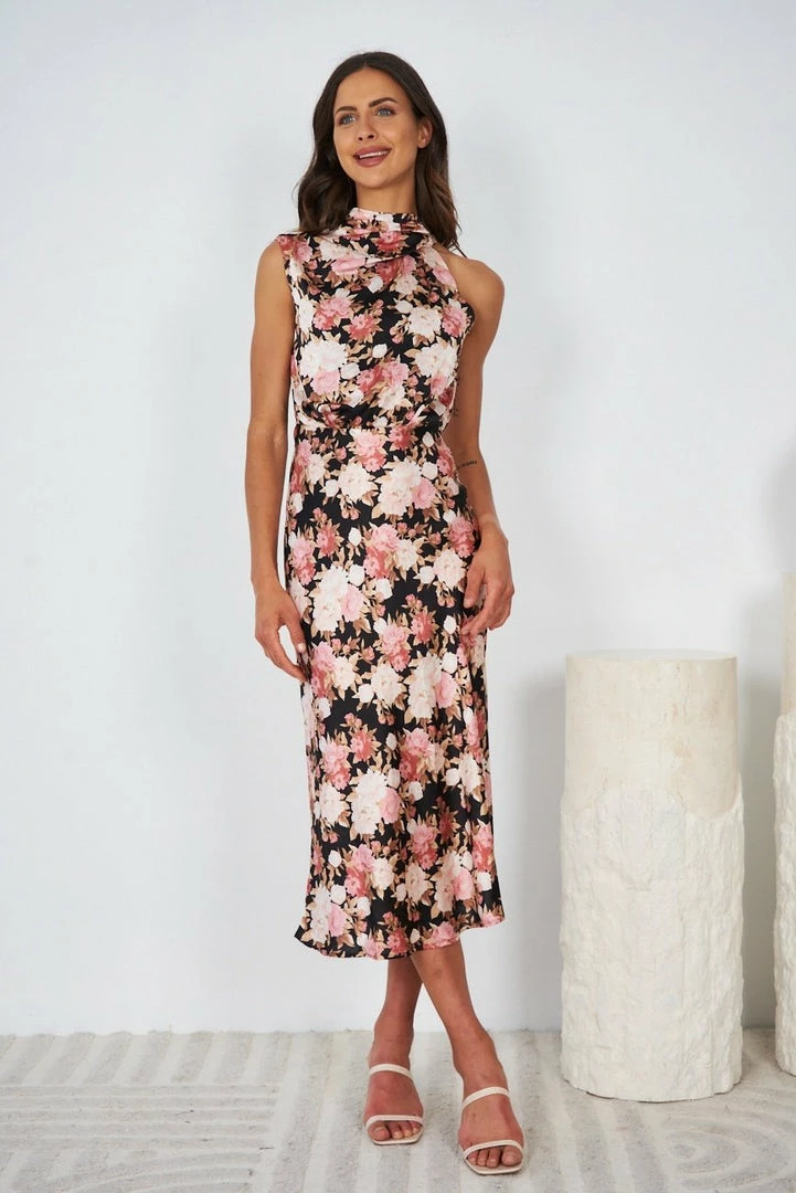 White Closet Bonafique Dress - Black Floral DRESSES 6 White Closet Bonafique Dress - Black Floral DRESSES