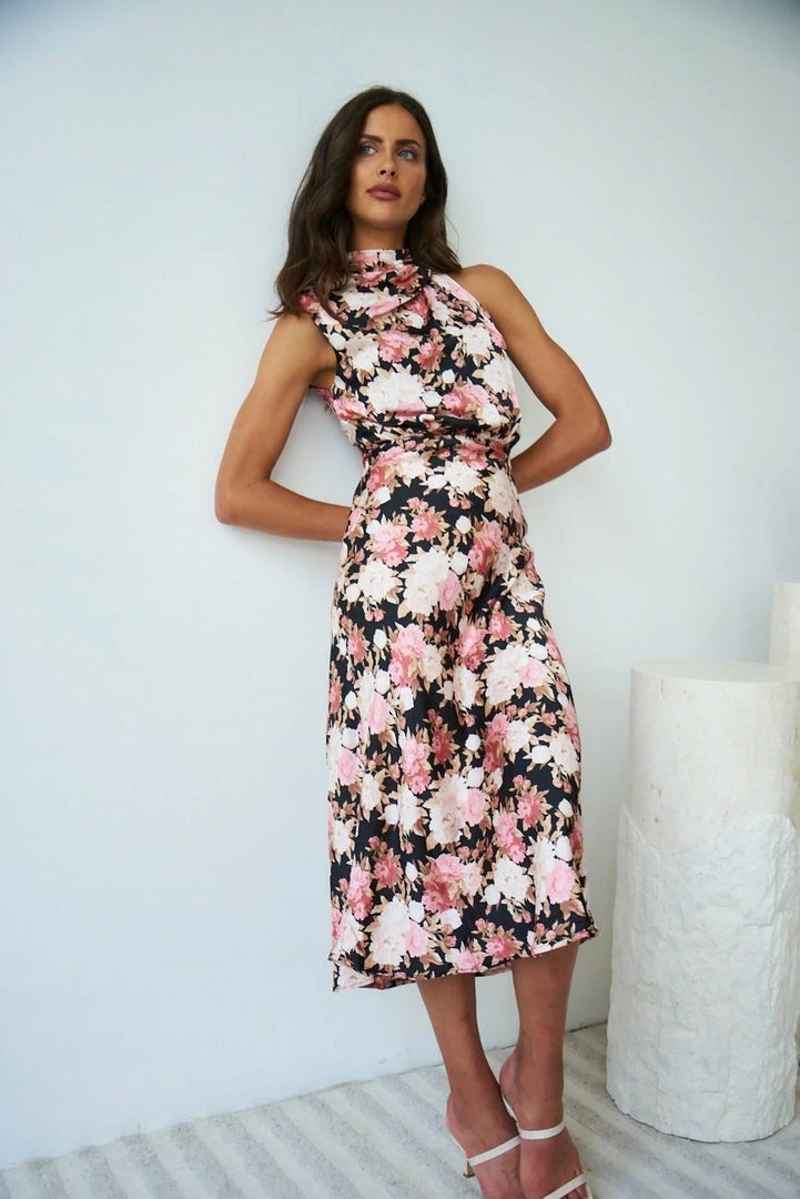 White Closet Bonafique Dress - Black Floral DRESSES 7 White Closet Bonafique Dress - Black Floral DRESSES