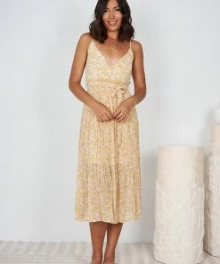 Evermore Fashion Jordan Dress - Yellow Print DRESSES