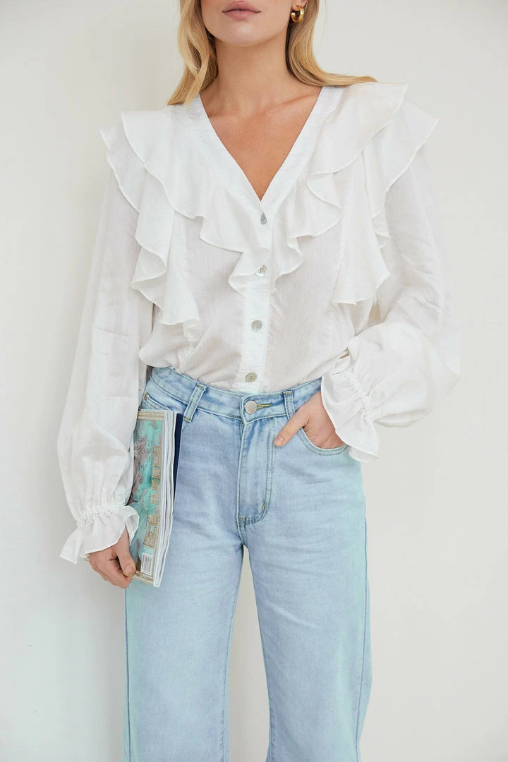 Sassy Hills Fashion Dalexxe Blouse - White CLOTHING 3 Sassy Hills Fashion Dalexxe Blouse - White CLOTHING