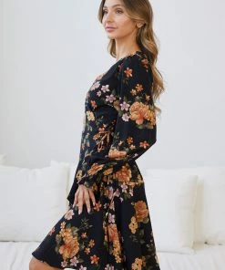 Ebby And I Party Dresses Daley Dress - Black Floral 11 Ebby And I Party Dresses Daley Dress - Black Floral