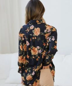 Ebby And I Daliya Shirt - Black Floral