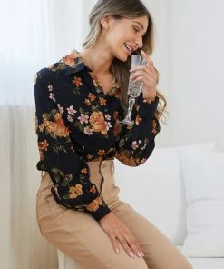 Ebby And I Daliya Shirt - Black Floral