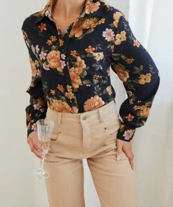 Ebby And I Daliya Shirt - Black Floral