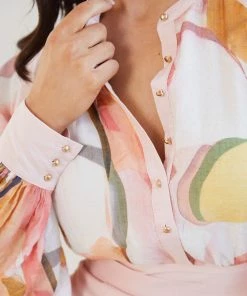 Wild Ginger Delfinia Dress - Blush Print Midi Dresses