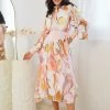 Wild Ginger Delfinia Dress - Blush Print Midi Dresses