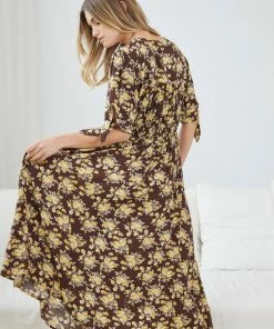 Miracle Fashion Delorece Dress - Chocolate Floral DRESSES