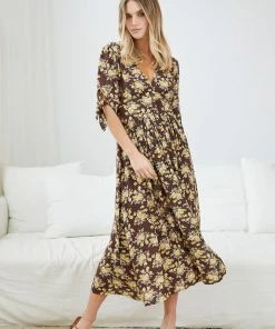 Miracle Fashion Delorece Dress - Chocolate Floral DRESSES 13 Miracle Fashion Delorece Dress - Chocolate Floral DRESSES
