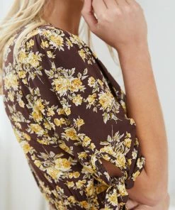 Miracle Fashion Delorece Dress - Chocolate Floral DRESSES 15 Miracle Fashion Delorece Dress - Chocolate Floral DRESSES