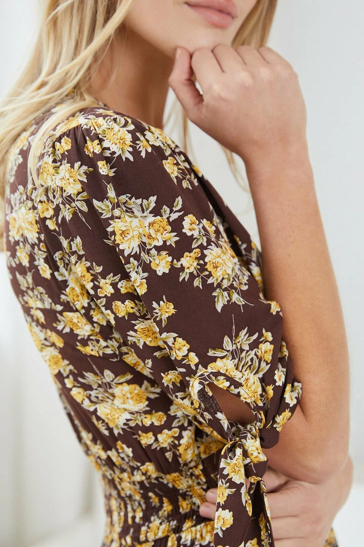 Miracle Fashion Delorece Dress - Chocolate Floral DRESSES 9 Miracle Fashion Delorece Dress - Chocolate Floral DRESSES